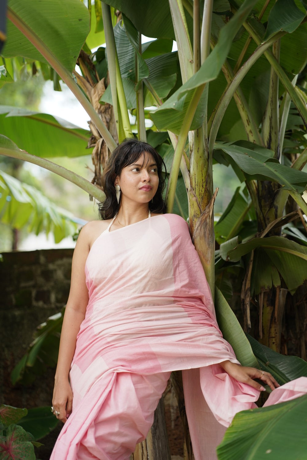 Handloom pure cotton saree in pastel pink colour