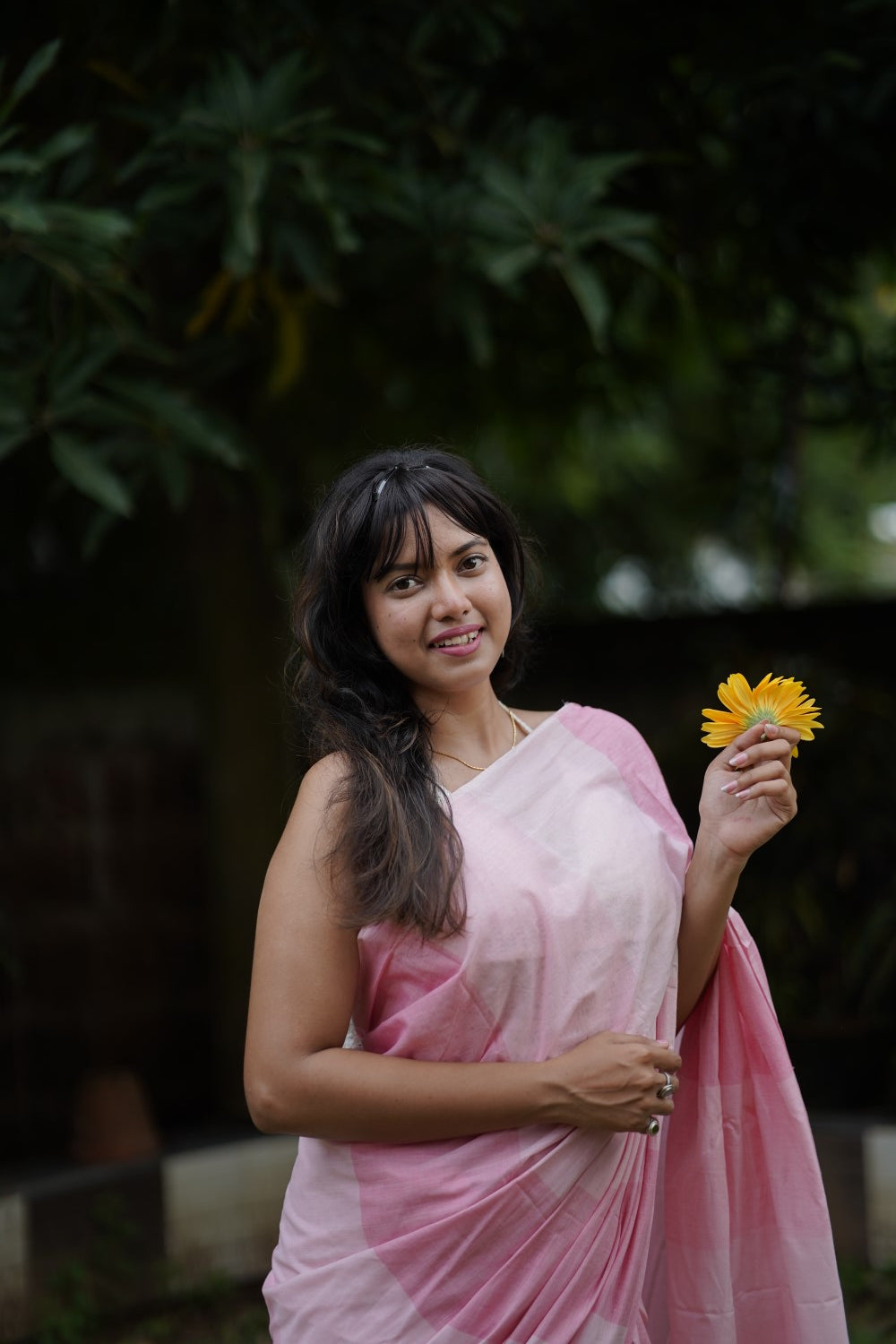 Handloom pure cotton saree in pastel pink colour