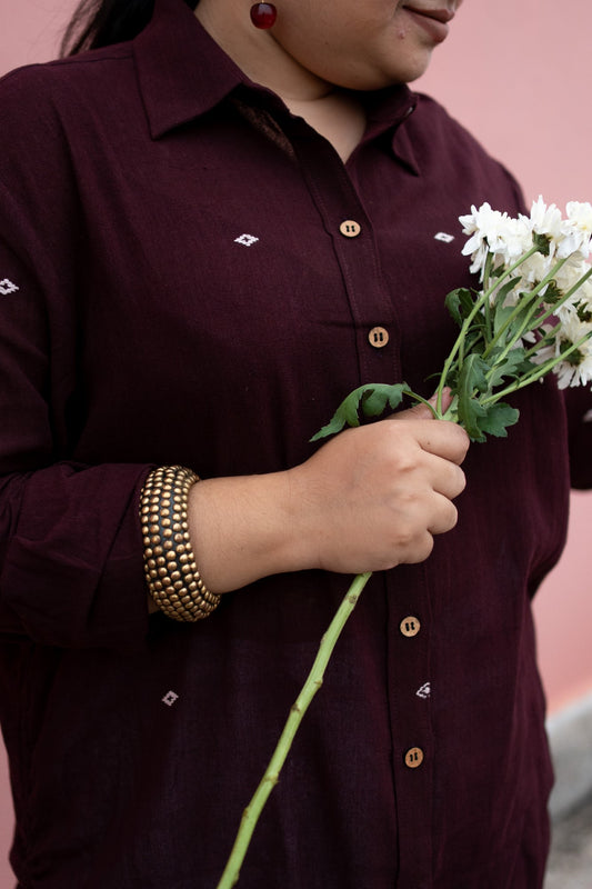 Samuka Kotpad handloom oversized shirt made in pure cotton and naturally dyed